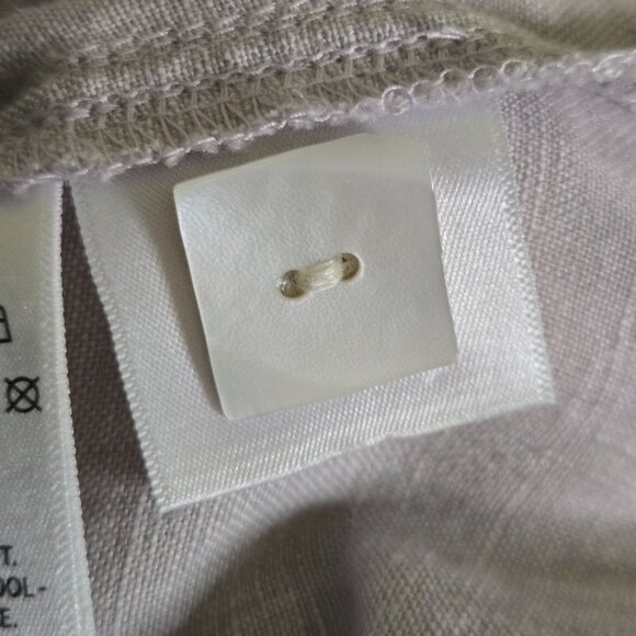 Tahari 100% Linen Beige Square Button Detail Sleeveless Sheath Dress Size L - Picture 9 of 10